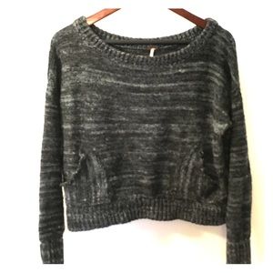 Free People Wide Neck Sweater in Blue/Gray